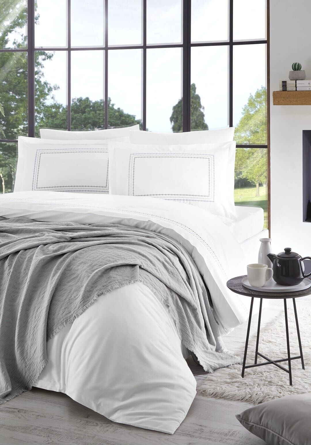 Özdilek Pikeli Gelin Seti 7 Parça Native Gri