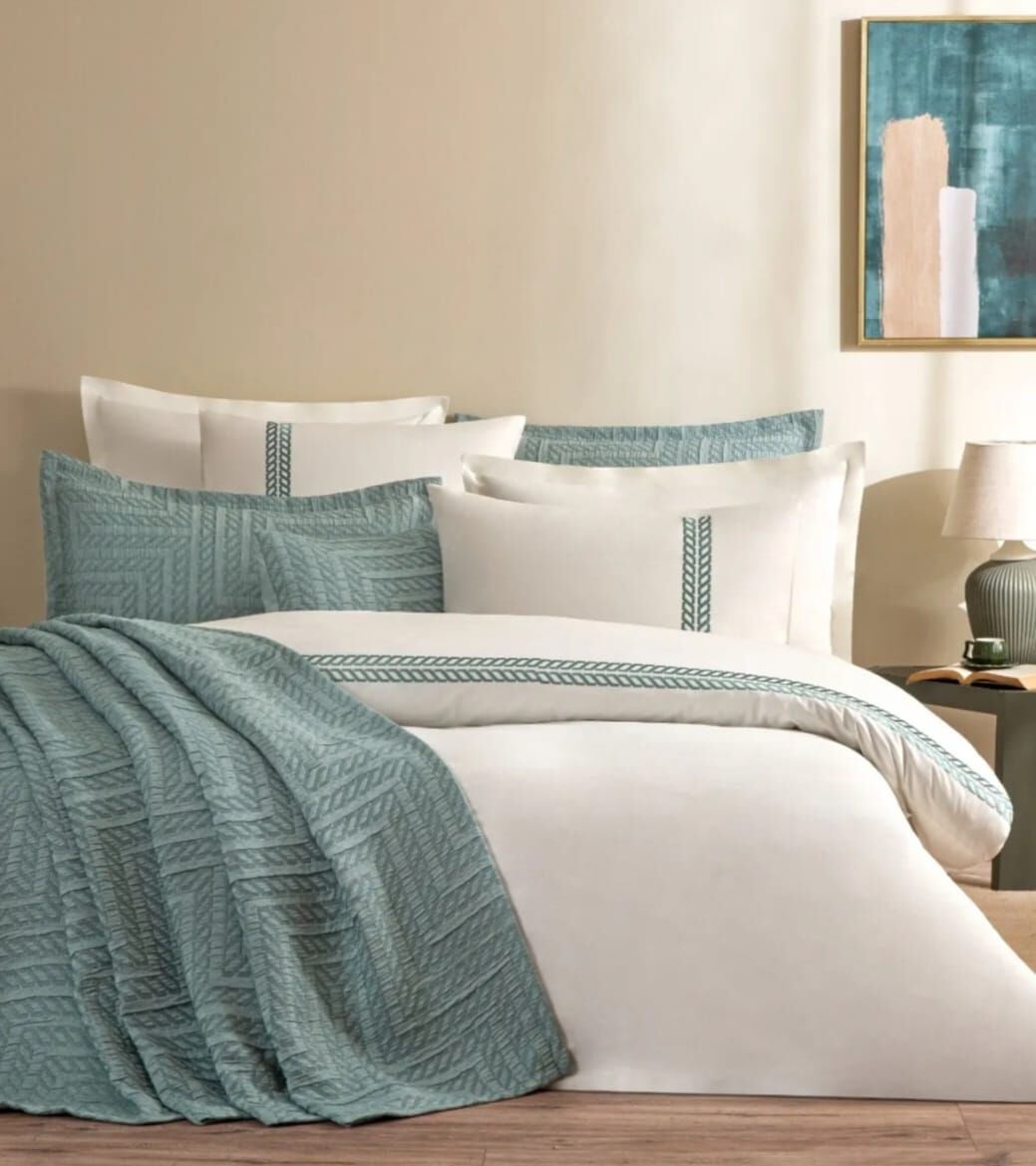 Özdilek Gelin Seti Maze Yatak Örtülü Nevresim Takımı 10 Parça Yeşil