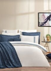 Özdilek Gelin Seti Maze Yatak Örtülü Nevresim Takımı 10 Parça İndigo