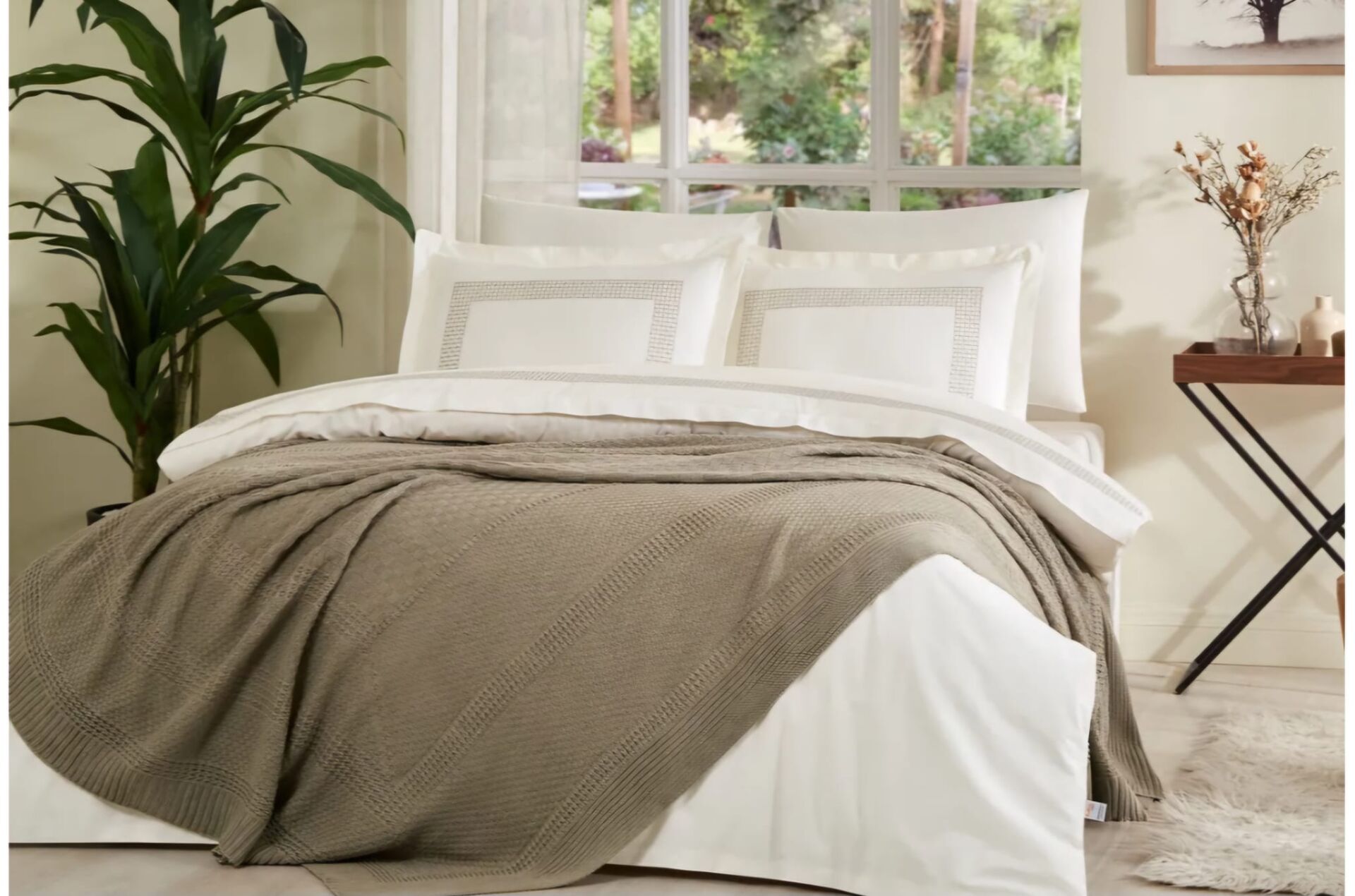 Özdilek Wickers Triko Battaniyeli Gelin Seti 7 Parça Vizon