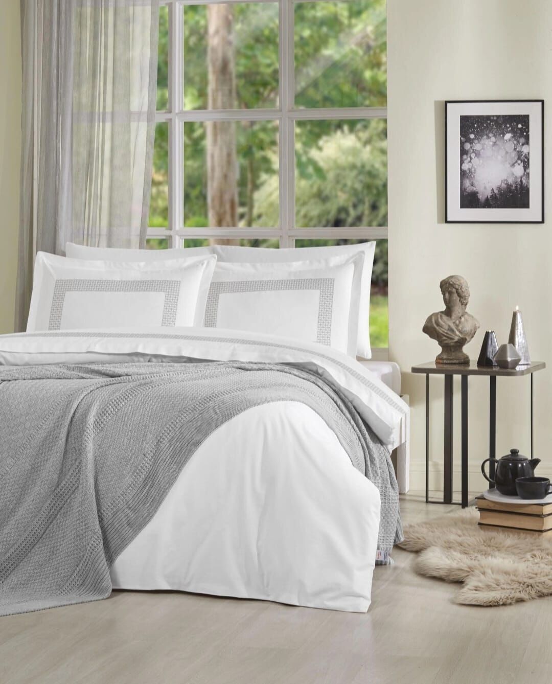 Özdilek Wıckers Triko Battaniyeli Gelin Seti 7 Parça Gri