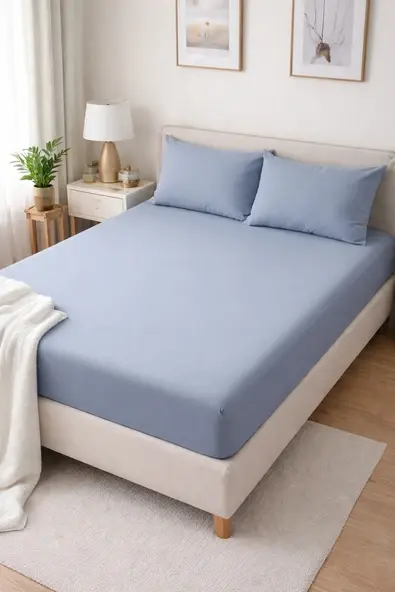 Clasy Ranforce Tek Kişilik Lastikli Çarşaf Takımı 100*200cm Mavi