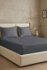 Clasy Ranforce Tek Kişilik Lastikli Çarşaf Takımı 100*200cm Koyu Gri