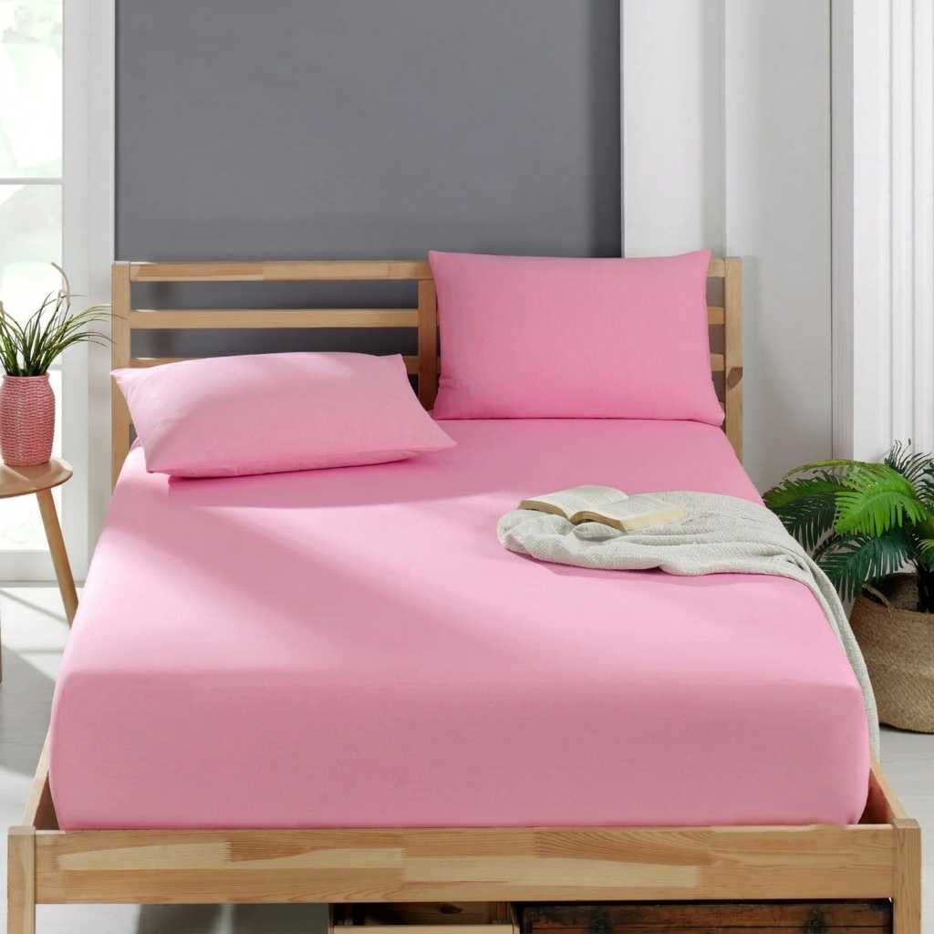 Clasy Ranforce Tek Kişilik Lastikli Çarşaf Takımı 120*200cm Pembe