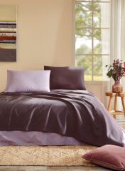 Özdilek Ranforce Çift Kişilik Pike Takımı Vizon-Mürdüm