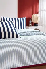 Özdilek Ranforce Çift Kişilik Pike Takımı Cabana Line Mavi