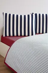 Özdilek Ranforce Çift Kişilik Pike Takımı Cabana Line Mavi