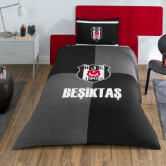Taç Lisanslı Beşiktaş Efsane Pamuk Tek Kişilik Nevresim Takımı 120*200cm Lastikli Çarşaf