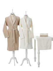 Özdilek Camellıa Happy Set Bornoz Takımı Bej/Krem M-L BEDEN