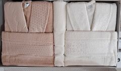 Özdilek Camellıa Happy Set Bornoz Takımı Bej/Krem M-L BEDEN