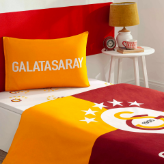 Taç Lisanslı Galatasaray Efsane Pamuk Tek Kişilik Nevresim Takımı 120*200cm Lastikli Çarşaf
