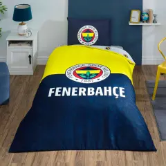 Taç Lisanslı Fenerbahçe Efsane Pamuk Tek Kişilik Nevresim Takımı 120*200cm Lastikli Çarşaf