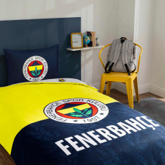 Taç Lisanslı Fenerbahçe Efsane Pamuk Tek Kişilik Nevresim Takımı 120*200cm Lastikli Çarşaf