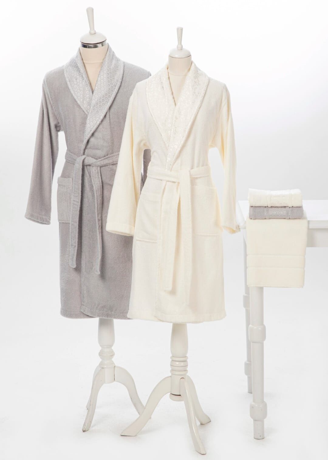 Özdilek Camellia Happy Set Bornoz Takımı Gri-Krem M-L BEDEN