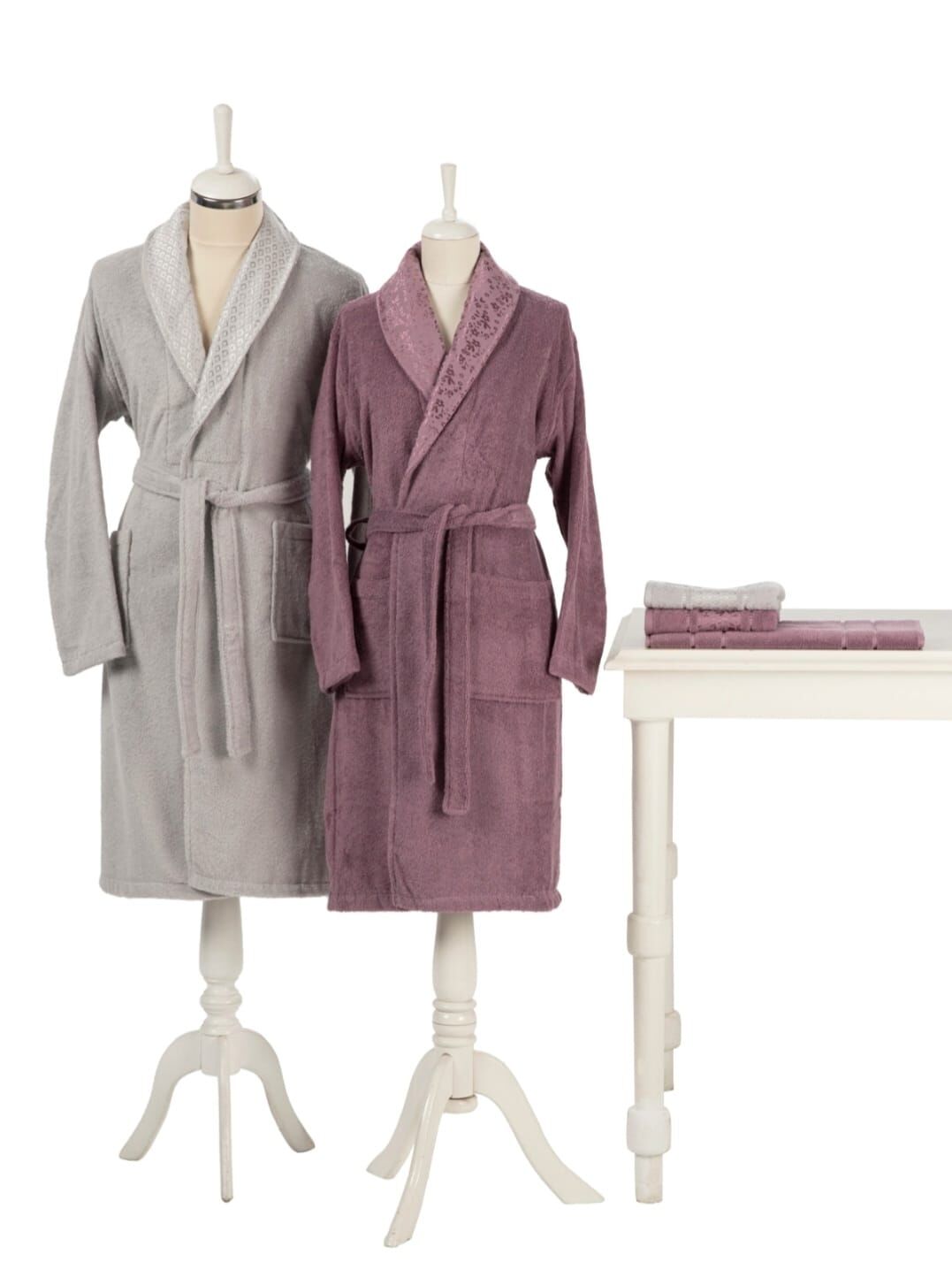 Özdilek Camellia Happy Set Bornoz Takımı Mürdüm-Gri M-L BEDEN