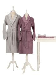 ÖZDİLEK CAMELLIA HAPPY SET BORNOZ TAKIMI MÜRDÜM-GRİ