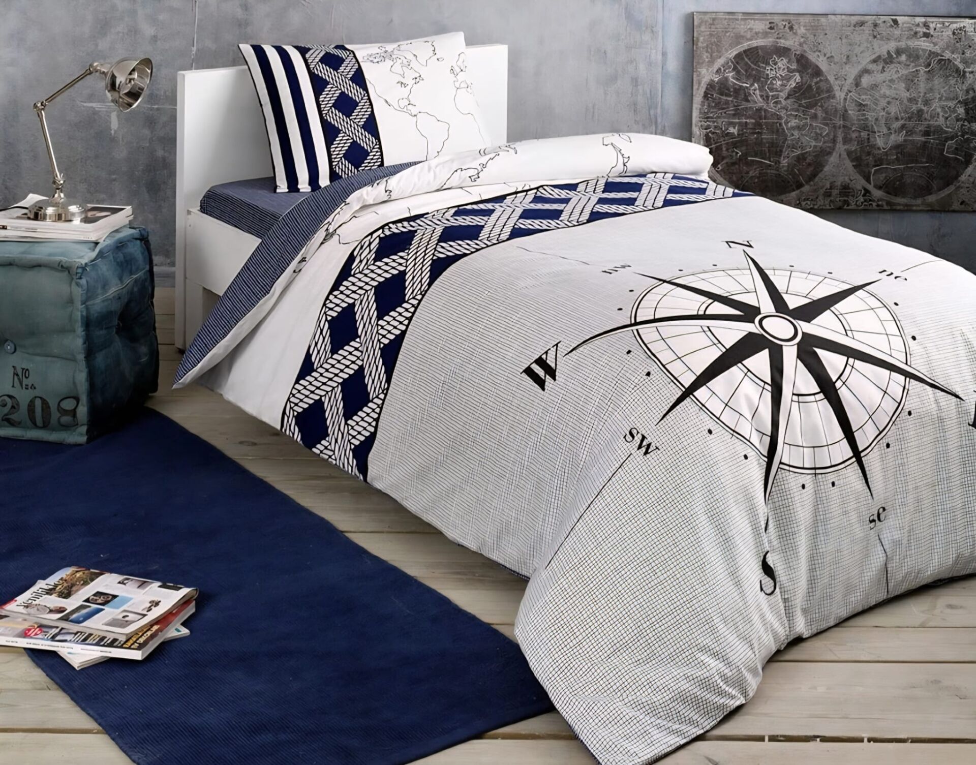 Taç Ranforce Tek Kişilik Nevresim Takımı Navi Lacivert