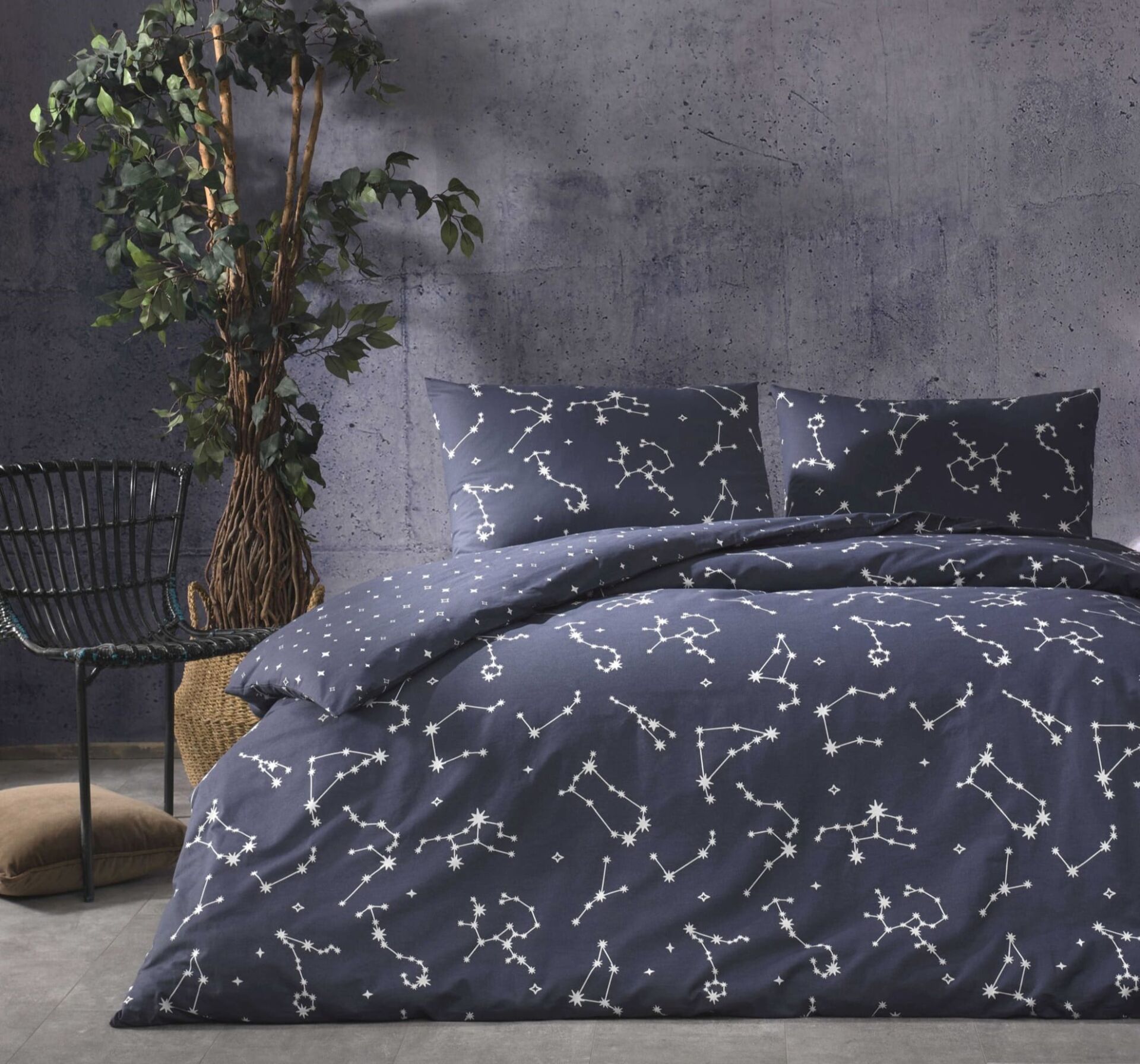 Taç Ranforce Tek Kişilik Nevresim Takımı Lonny Lacivert