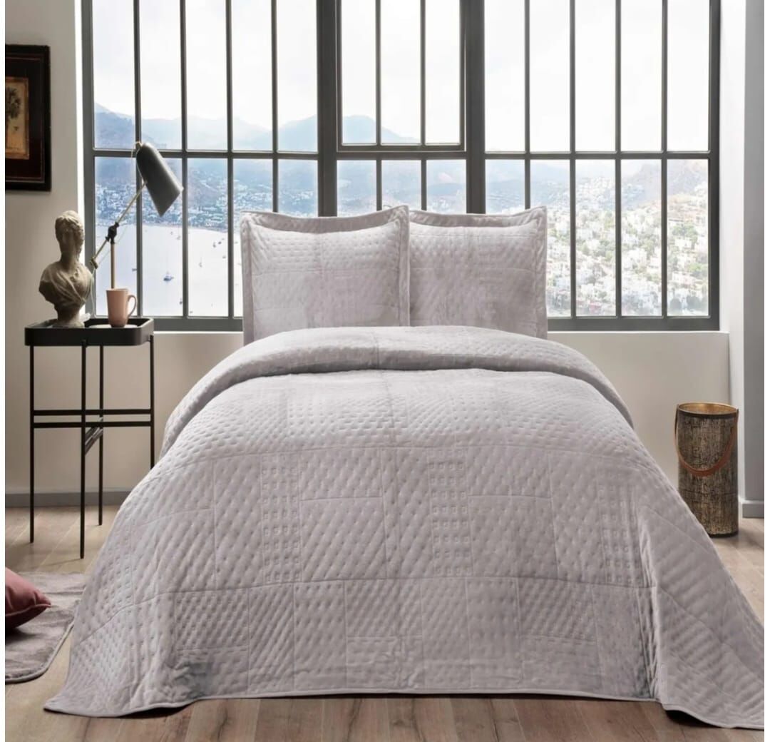 Alvin Tek Kişilik Yatak Örtüsü Takımı Alvin Gri
