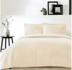 Taç Tek Kişilik Yatak Örtüsü Takımı Alvin Bej