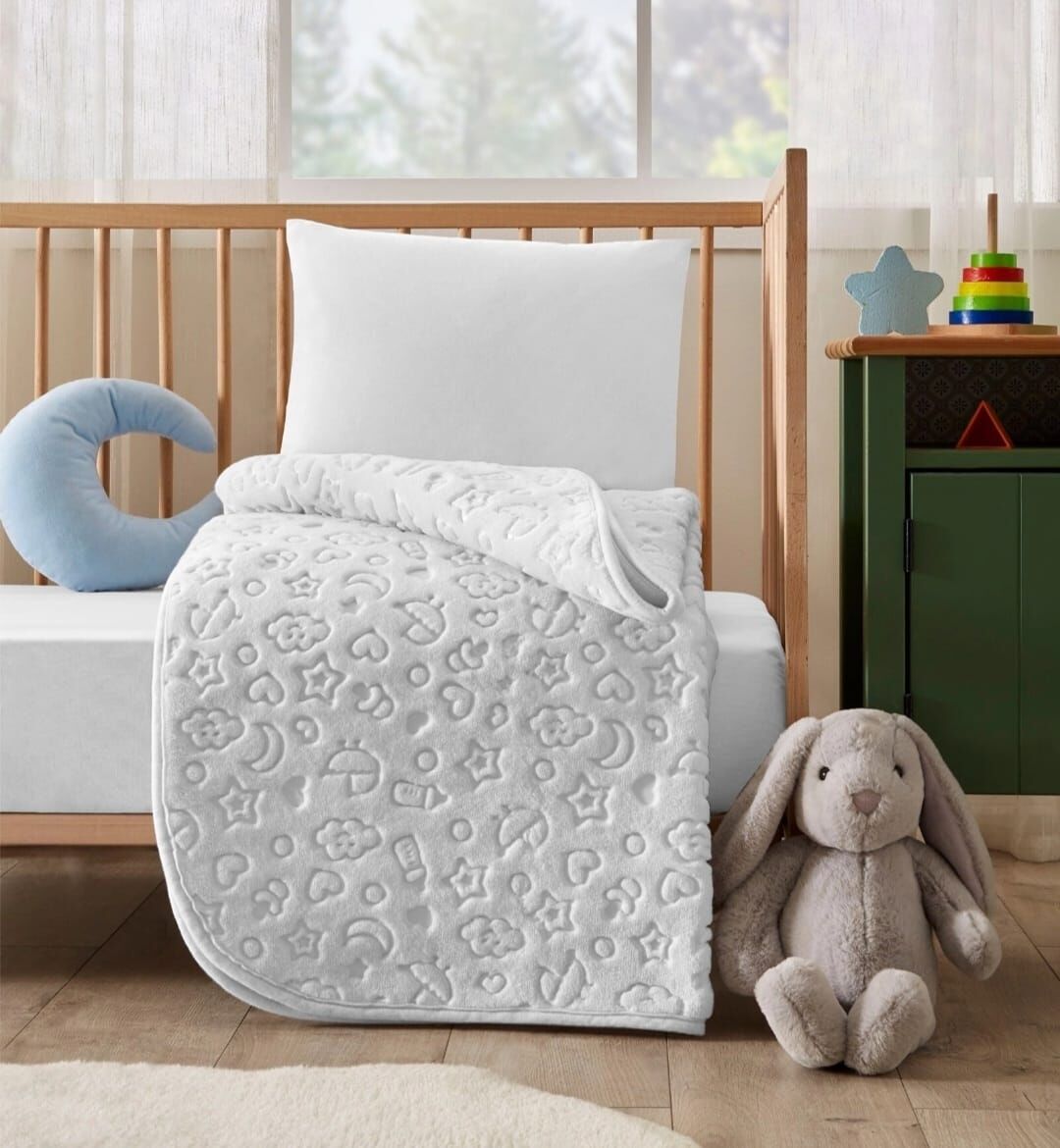 Özdilek Embos Kutulu Bebek Battaniyesi 100*120 Cm Açık Gri