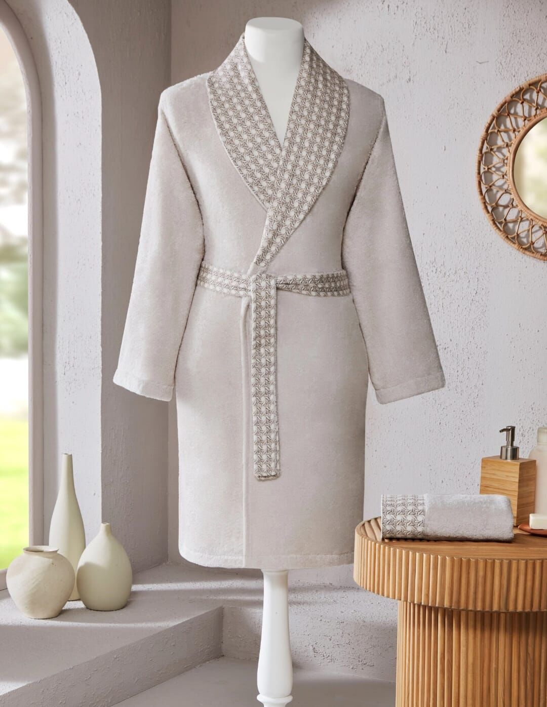 Özdilek Aurea Saten Kumaşlı Şal Yaka Kadın Bornoz Seti L/Xl