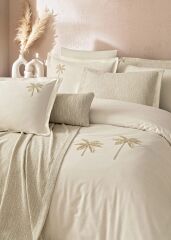 Tropical Dream Çift Kişilik Yatak Örtülü Nevresim Takımı Bej