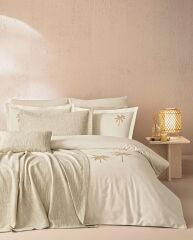 Tropical Dream Çift Kişilik Yatak Örtülü Nevresim Takımı Bej