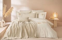 Tropical Dream Çift Kişilik Yatak Örtülü Nevresim Takımı Bej