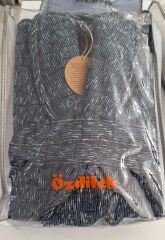 Özdilek Seri Sonu Pvc Çantalı Tekli Bornoz %100 Pamuk Xl Beden Lacivert Çizgili