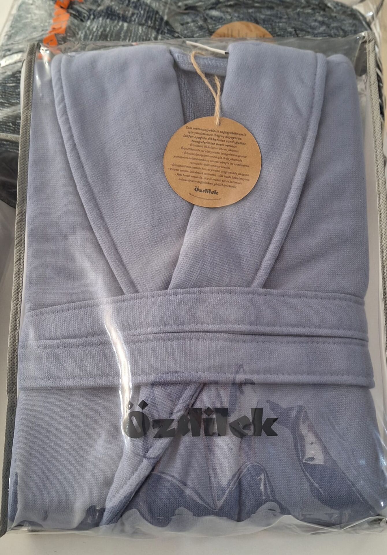 Özdilek Pvc Çantalı Tekli Bornoz %100 Pamuk Xl Beden Mavi