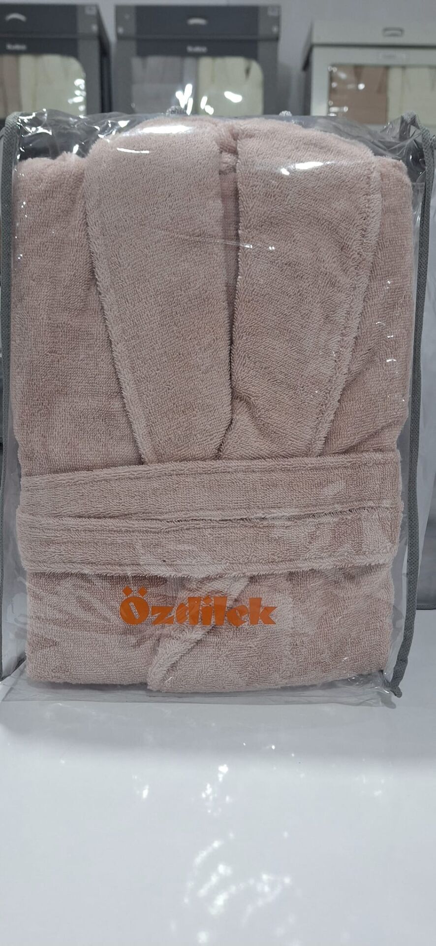 Özdilek Seri Sonu Pvc Çantalı Tekli Bornoz %100 Pamuk L Beden Açık Pembe