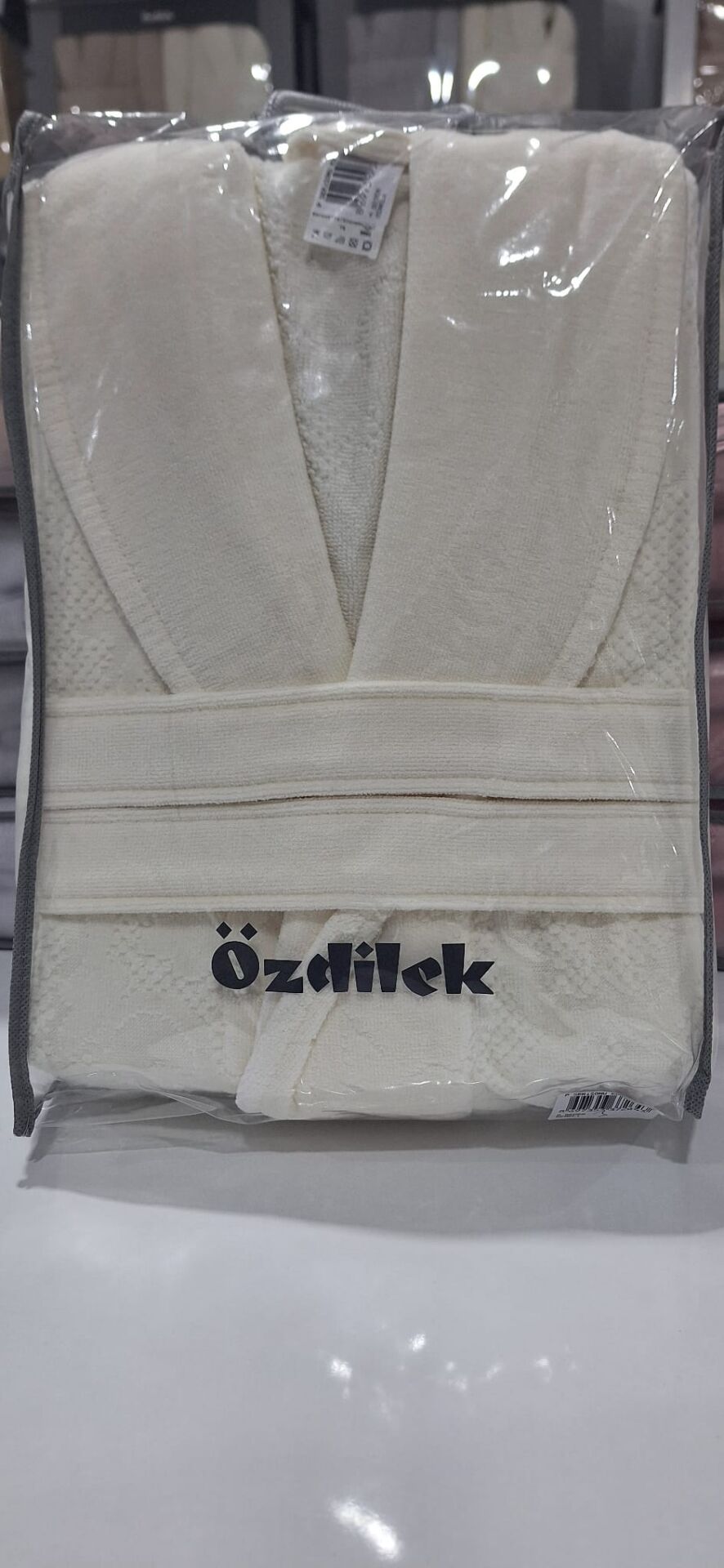 Özdilek Seri Sonu Pvc Çantalı Tekli Bornoz %100 Pamuk M Beden Krem