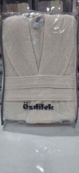 Özdilek Seri Sonu Pvc Çantalı Tekli Bornoz %100 Pamuk M Beden Krem