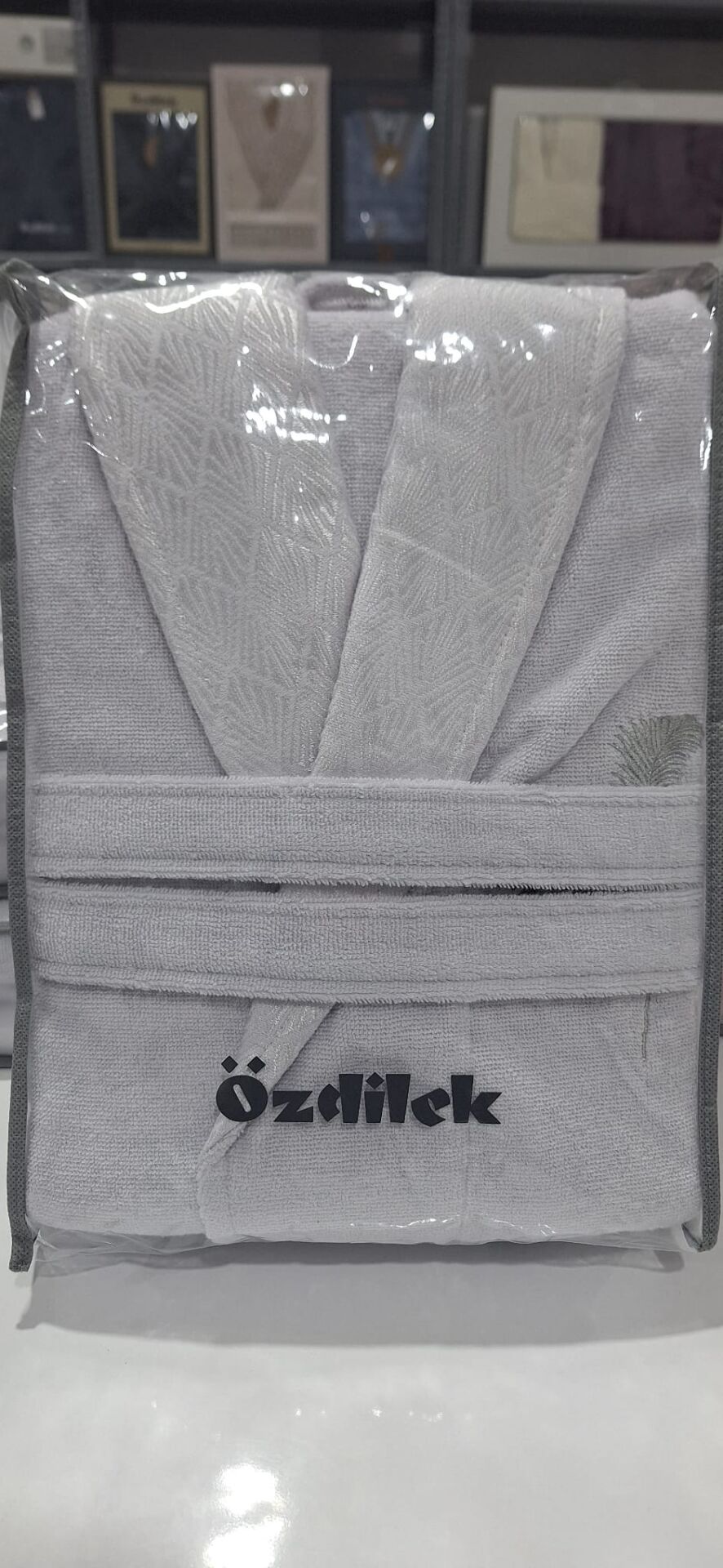 Özdilek Seri Sonu Pvc Çantalı Tekli Bornoz %100 Pamuk M Beden Gümüş