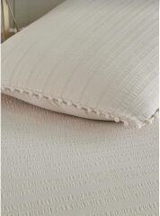 Altınbaşak Gofreli Fitilli Saten Çift Kişilik Nevresim Takımı Emboss Ivory