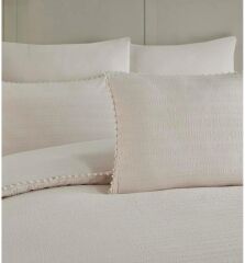 Altınbaşak Gofreli Fitilli Saten Çift Kişilik Nevresim Takımı Emboss Ivory