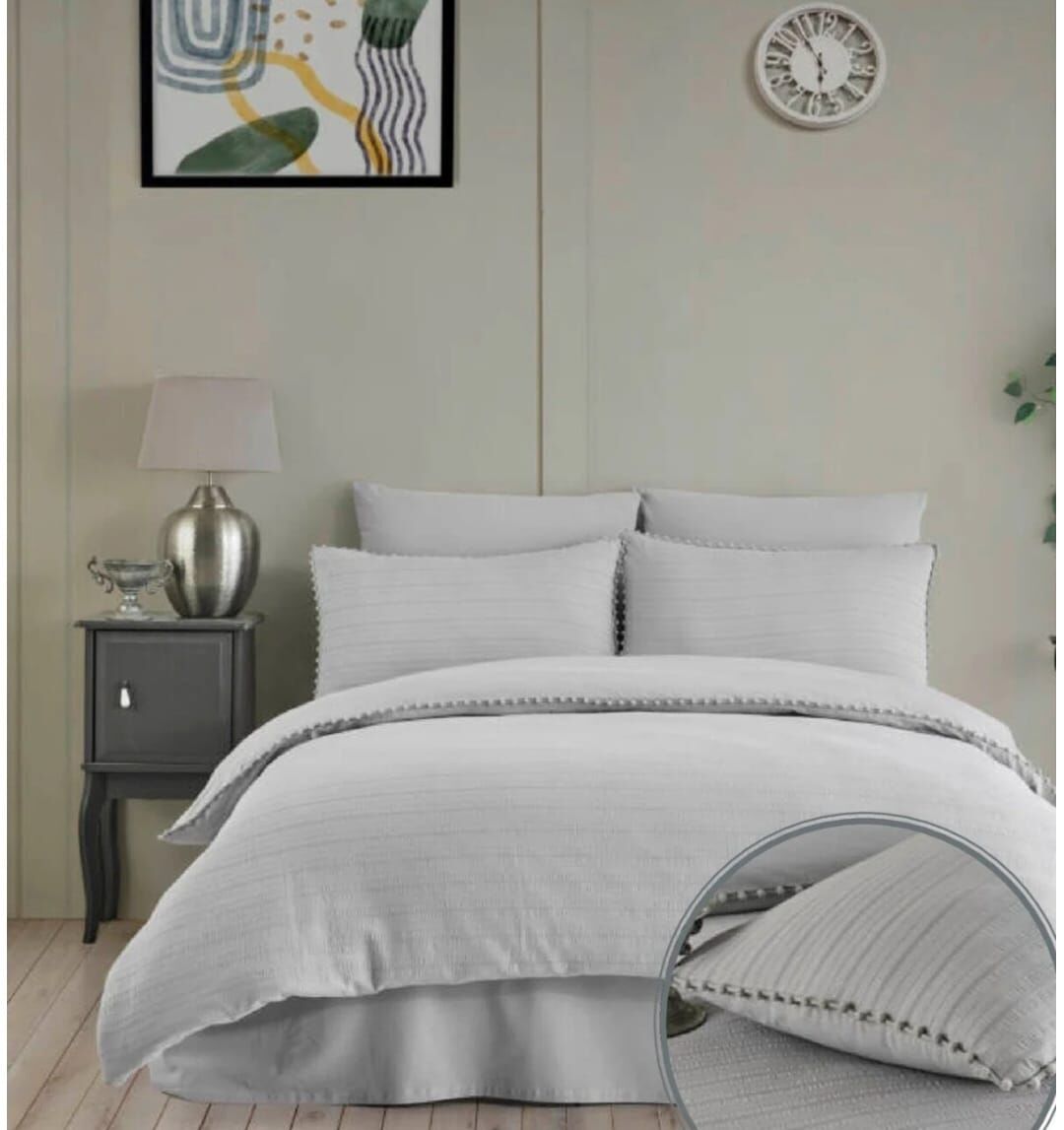 Altınbaşak Gofreli Fitilli Saten Çift Kişilik Nevresim Takımı Emboss Marble