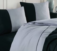 Altınbaşak Biyeli Düz Ranforce Çift Kişilik Nevresim Takımı Thor Gri-Siyah