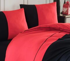 Altınbaşak Biyeli Düz Ranforce Tek Kişilik Nevresim Takımı Thor Kırmızı-Siyah