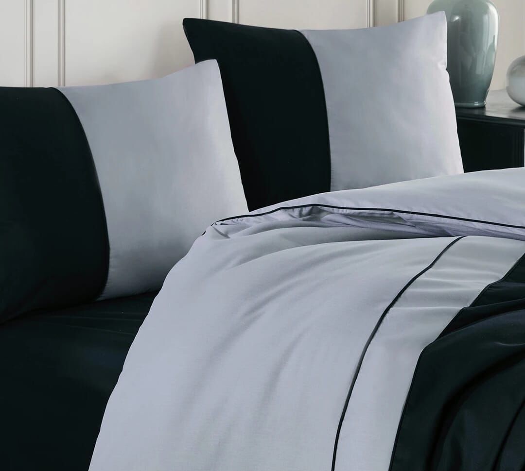 Altınbaşak Biyeli Düz Ranforce Tek Kişilik Nevresim Takımı Thor Gri-Siyah