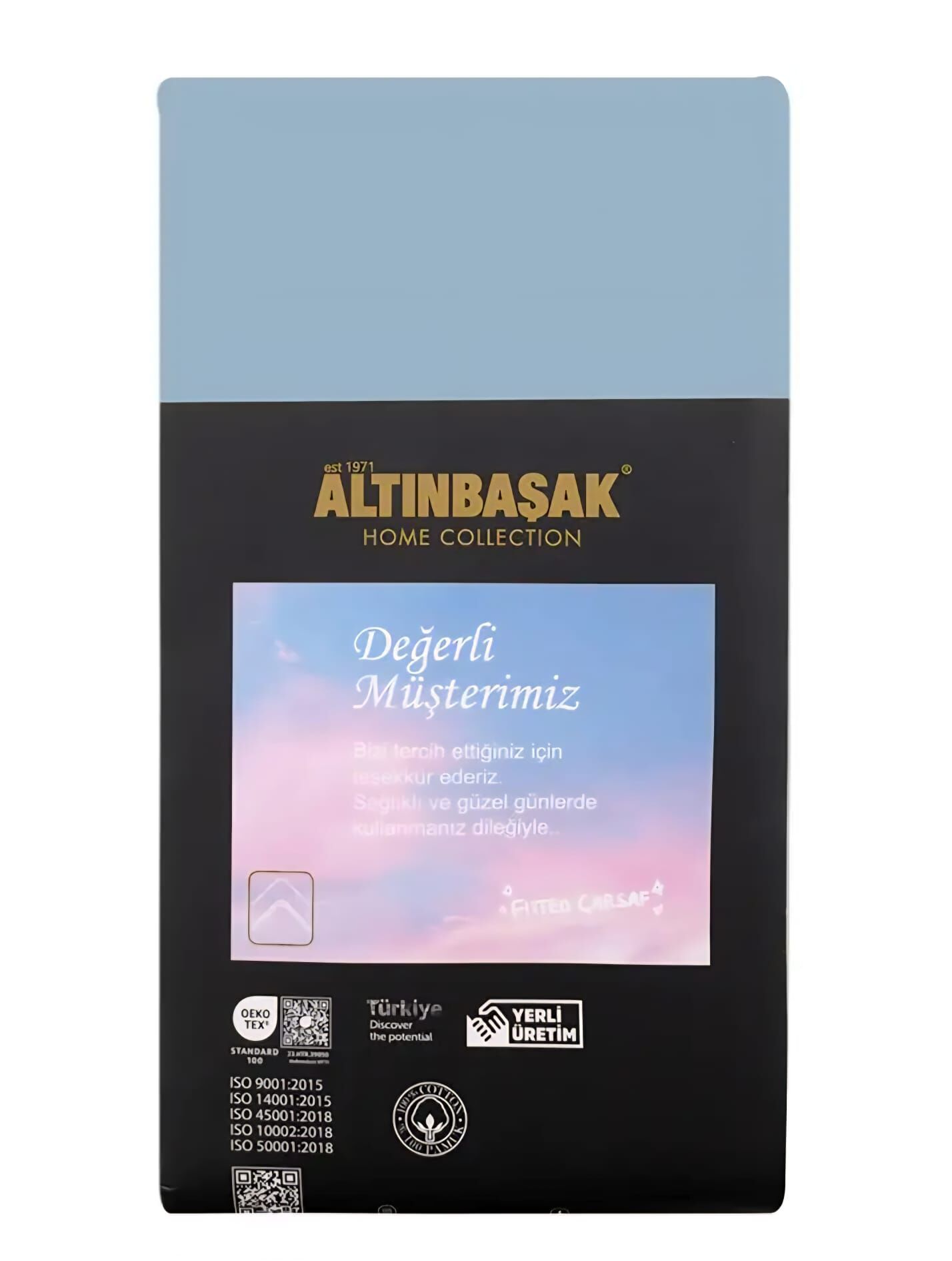 Tek Kişilik 120*200cm Çarşaf Takımı %100 Pamuk Açık Mavi