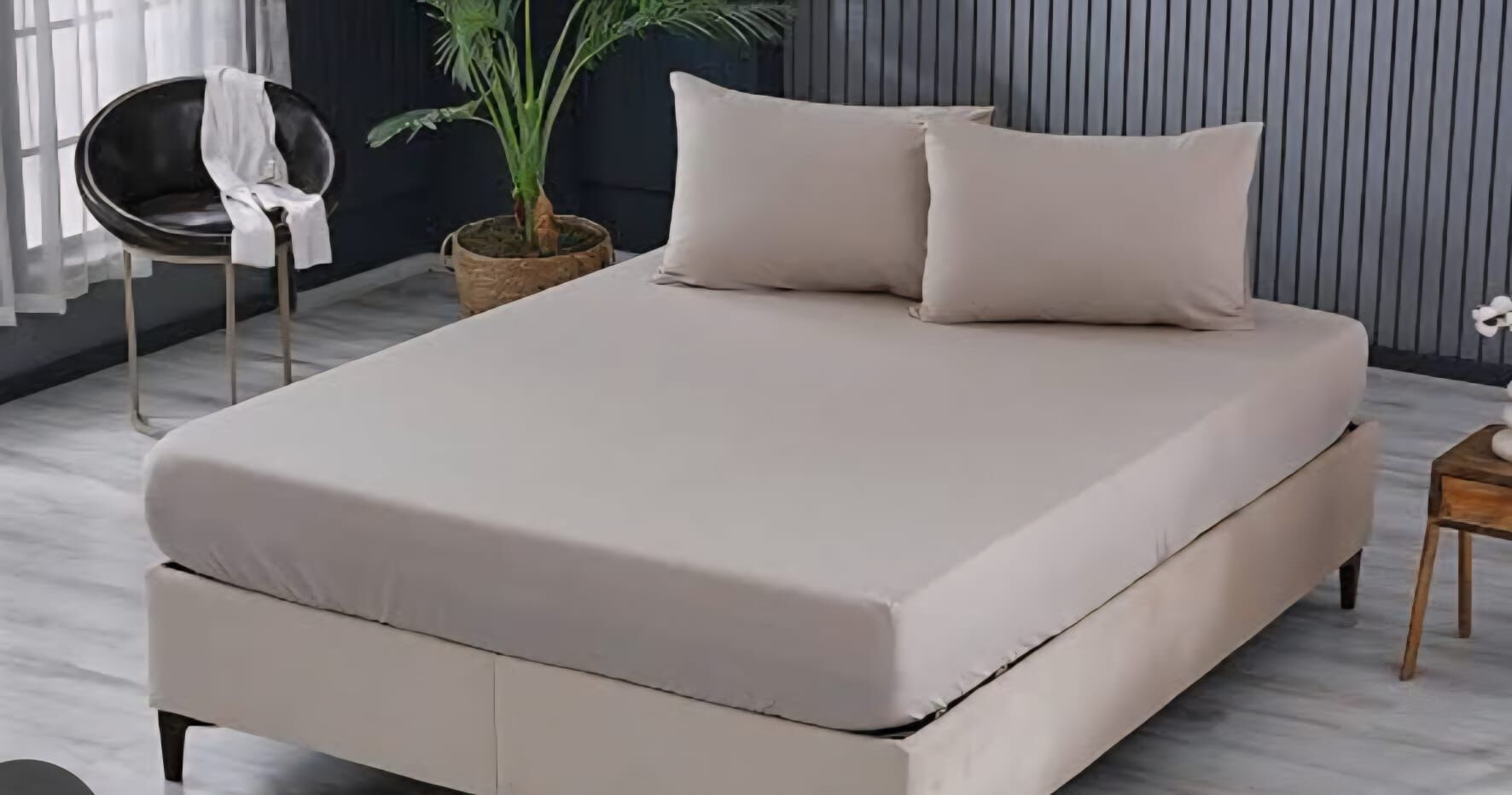 Altınbaşak Ranforce Çift Kişilik/Battal 180*200cm Çarşaf Takımı %100 Pamuk Bej