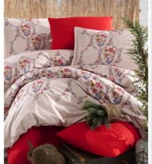 Clasy Ranforce Çift Kişilik Nevresim Takımı Navas V1 Kırmızı