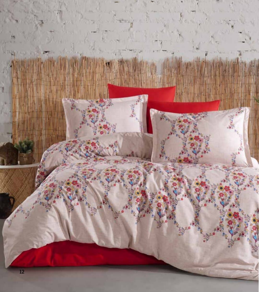 Clasy Ranforce Çift Kişilik Nevresim Takımı Navas V1 Kırmızı