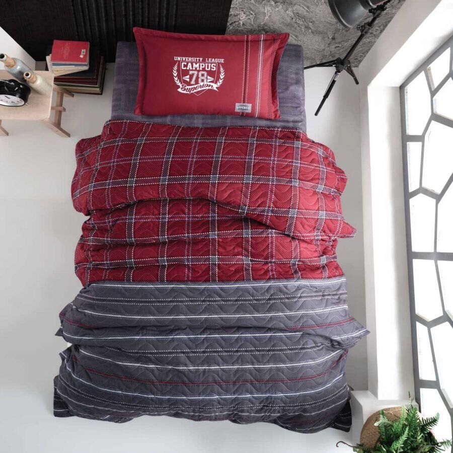 Clasy Ranforce Tek Kişilik Dört Mevsim Set Campus v1 Bordo