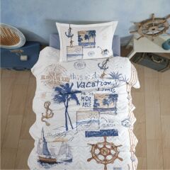 Clasy Ranforce Tek Kişilik Dört Mevsim Set Hawaii v1 Mavi