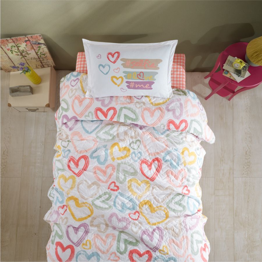 Clasy Ranforce Tek Kişilik Dört Mevsim Set Selfie v1 Pudra