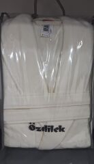 Özdilek Seri Sonu Pvc Çantalı Tekli Bornoz %100 Pamuk M Beden Krem Daire Detaylı