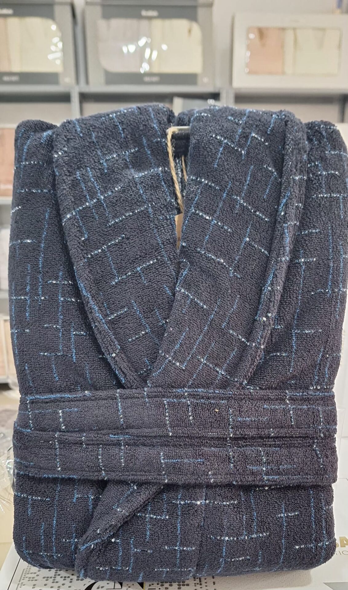 Özdilek Seri Sonu Pvc Çantalı Tekli Bornoz %100 Pamuk L Beden Koyu Lacivert